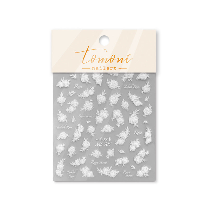 Monochrome Rose Sereno Collection: "Elegant Noir" – 3D Embossed Nail Sticker
