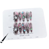 Adesivo de Halloween para unhas postiças feito à mão, estilo escuro, nicho de aranha, médio e longo, remendo para unhas, 365nails