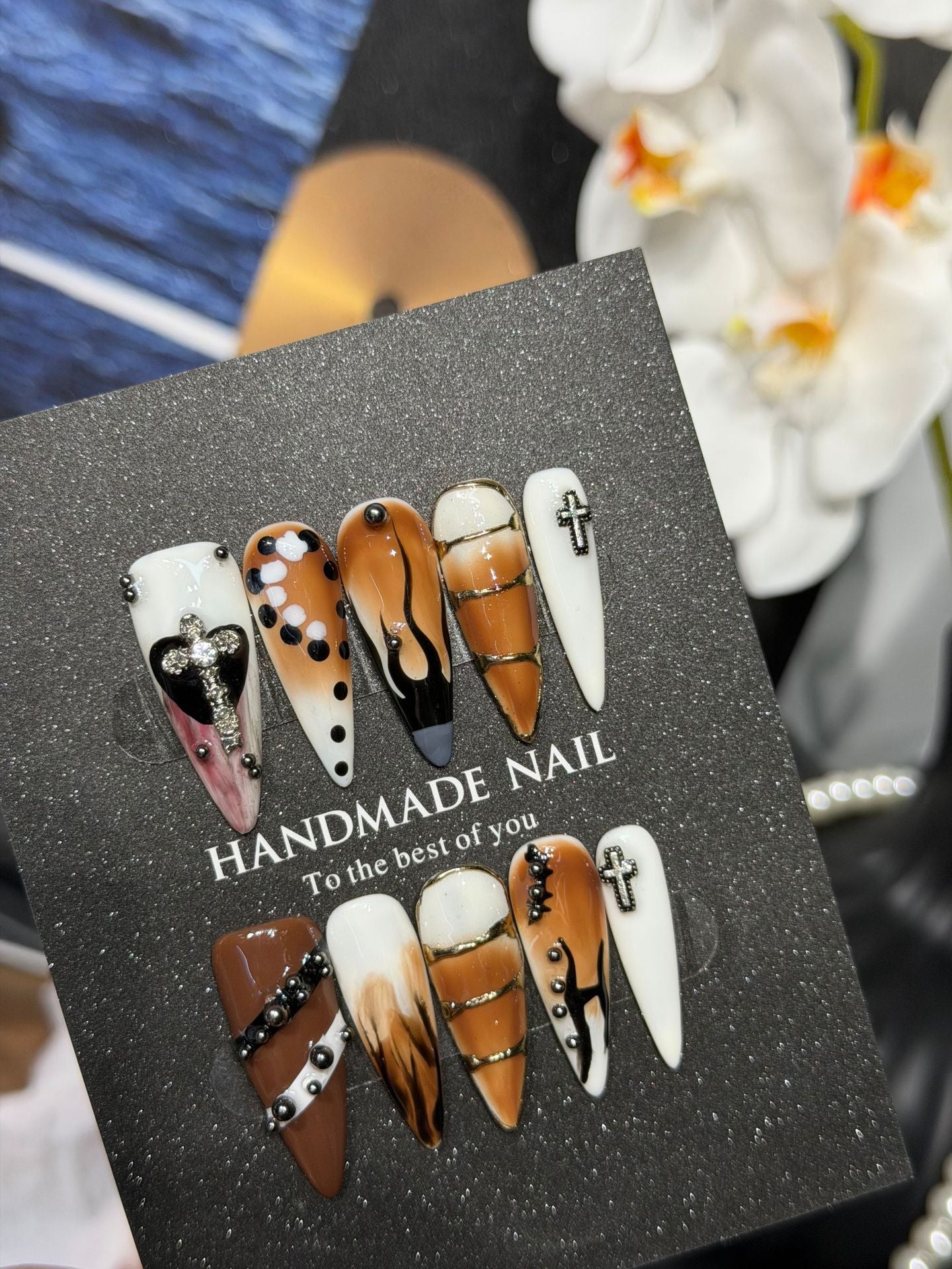 365nails: "Caramel Dream" – 3D Bear Handmade Almond Nails