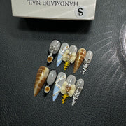 365nails：「貝殼低語」– 3D 貝殼手工製杏仁形穿戴甲