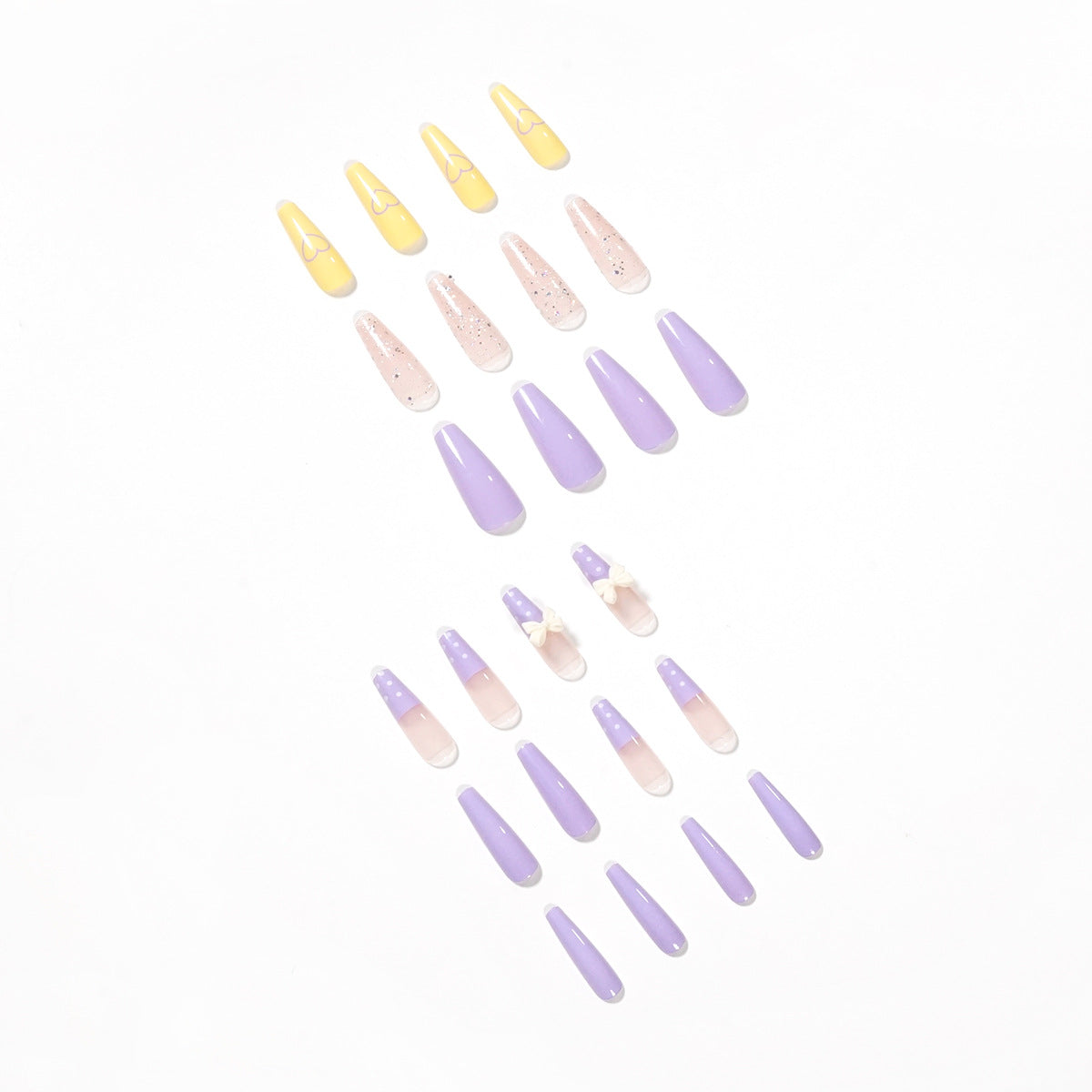 Pressione o produto de unha acabado taro roxo unha Pressione para mostrar unhas postiças brancas, atacado de unhas｜365nails
