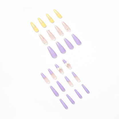 Pressione o produto de unha acabado taro roxo unha Pressione para mostrar unhas postiças brancas, atacado de unhas｜365nails