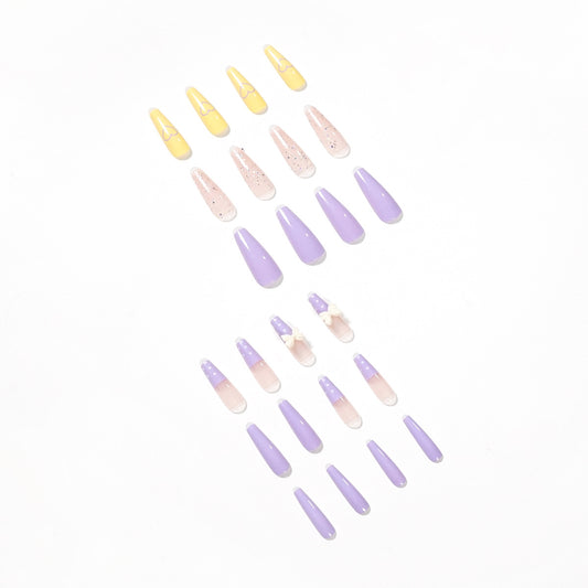 Pressione o produto de unha acabado taro roxo unha Pressione para mostrar unhas postiças brancas, atacado de unhas｜365nails