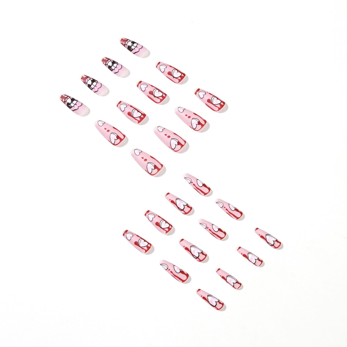 Labios rojos de Spice Girl escarlata, uñas postizas, parches, parches removibles, 365nails