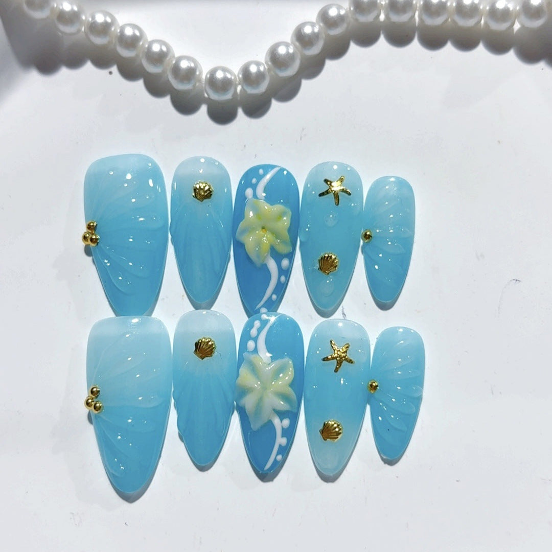 Ocean Breeze: "Estrela da Praia" – Unhas Postiças de Amêndoa