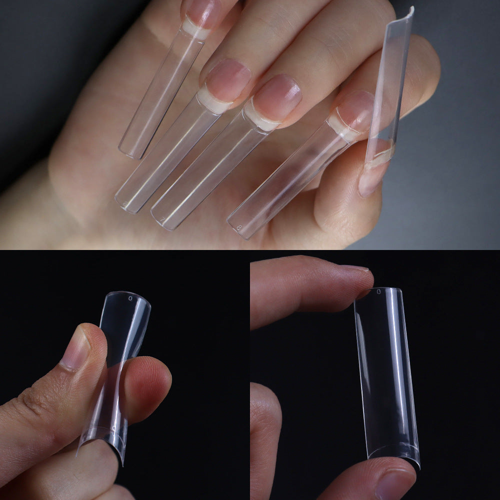 Nail Tips nail plate semi-sticker, light sticker, transparent XXL water pipe nail 500 pieces, boxed flat head fake nail, extended patch nail art.