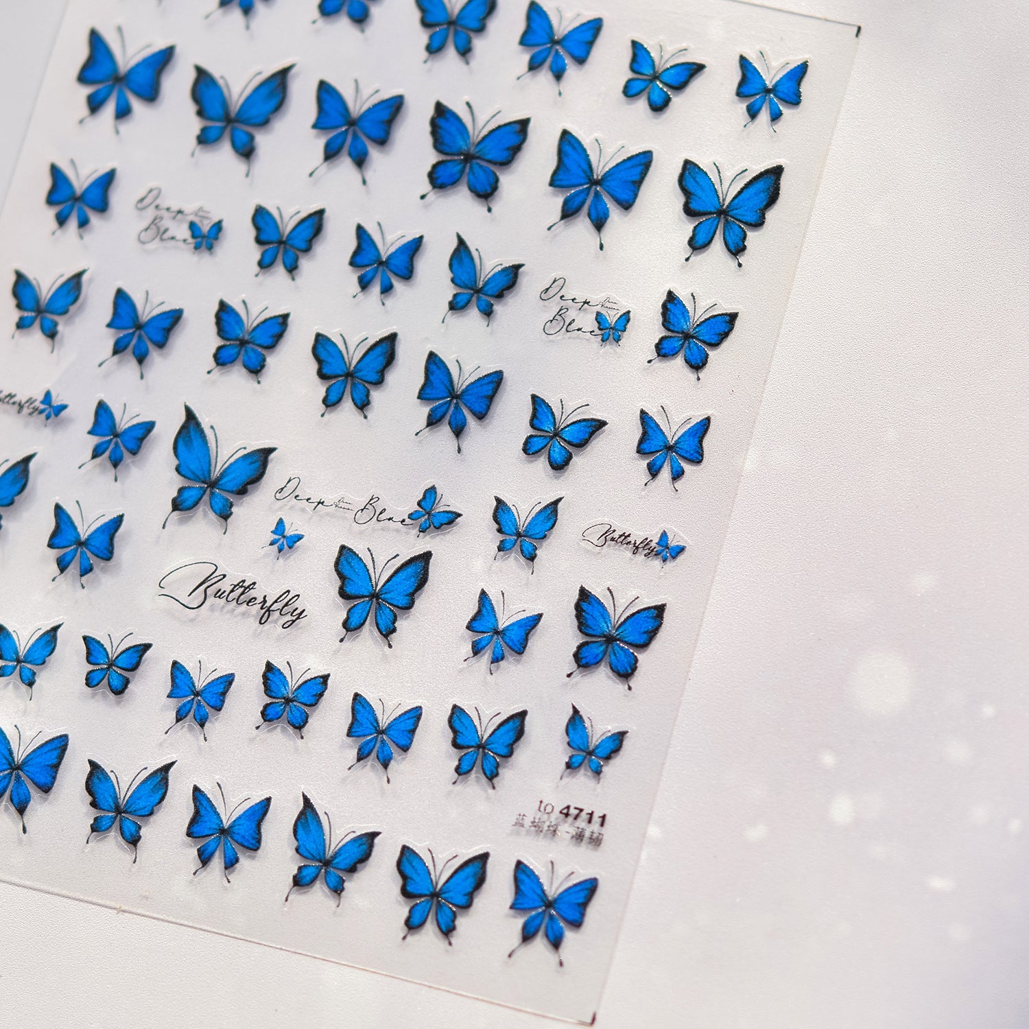 Blue Gradient Butterfly: "Azure Gradient Butterfly" – 5D Embossed Nail Sticker