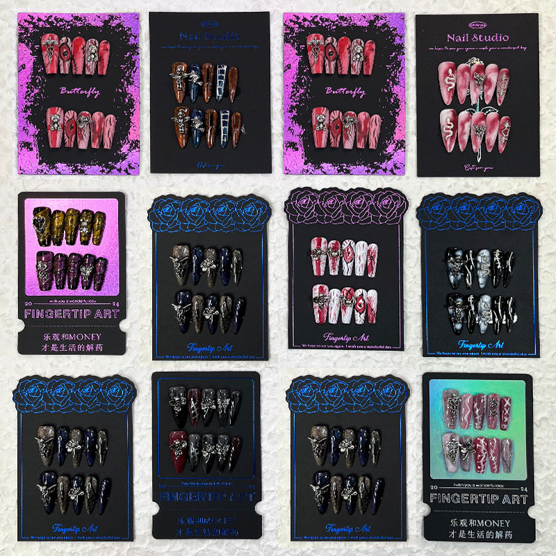 Press-On Nails Instruction Card Multi-style bronzing (MOQ:50 pieces)