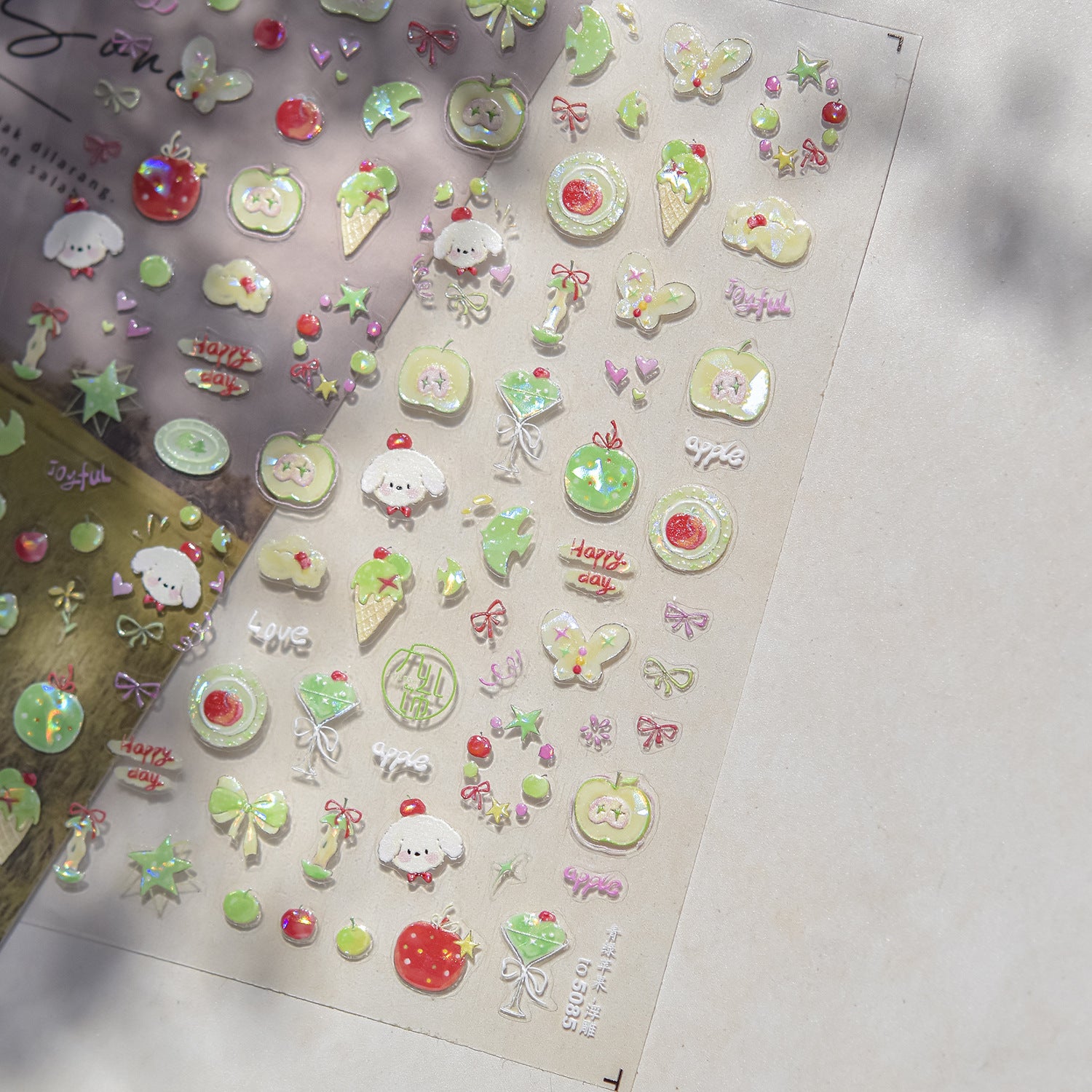 Sweet Teddy Bear: "Strawberry Picnic" – 3D Embossed Nail Sticker