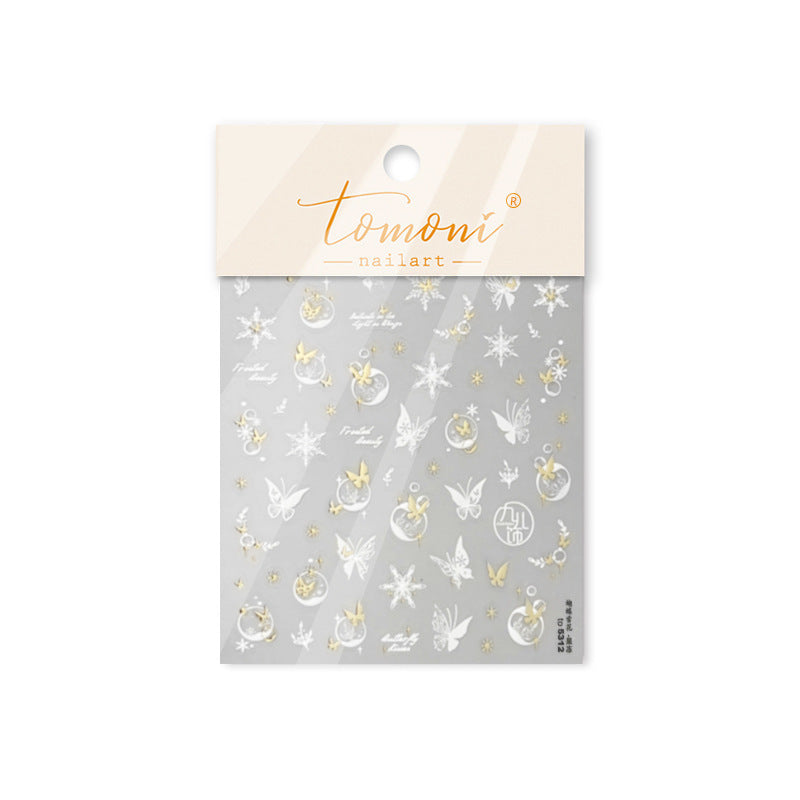 Gold & White Snow Butterfly – 5D Embossed Elegant Accent Set