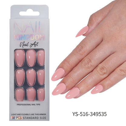 Press on nails Advanced Aurora Fine Flash Almond Short Nail Film Removable Fake Nail Prefabricated Solid Color  Nail Art Wholesale