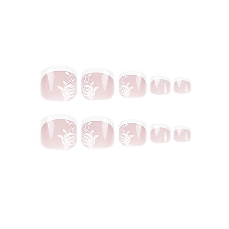 Foot nail white edge French rose  Wholesale  Nail piece Removable nails｜365nails