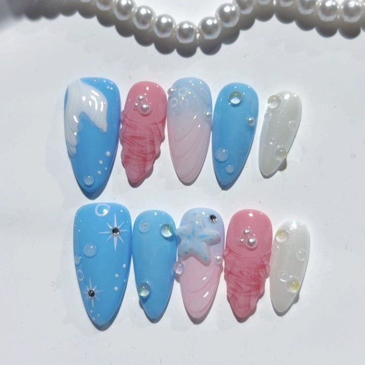 Candy Galaxy: "Starry Bubblegum" – Unhas Postiças Amendoada