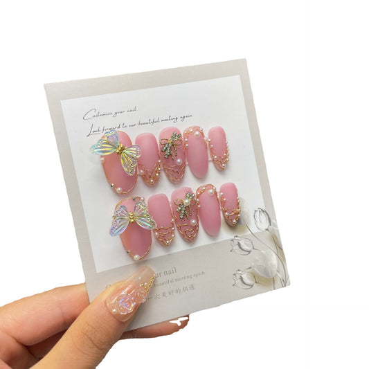 handmade press on nails Wear Pure Nail Art Smart Butterfly Scrub Baroque Mousse Beauty Super Beauty | 365nails