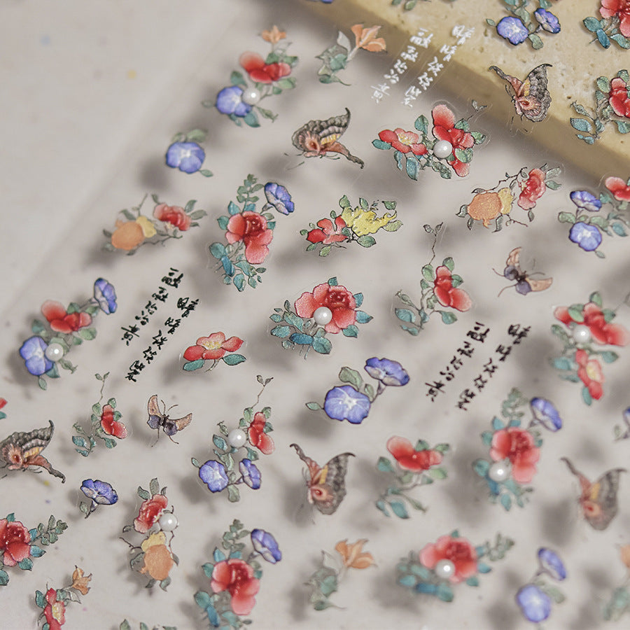 365nails: "Vintage Chinese Floral Butterfly" –Nail Art Stickers