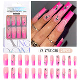 Press on nails fake nail patch extension nail Spice Girl medium rectangle removable 24 pieces with drill manicure