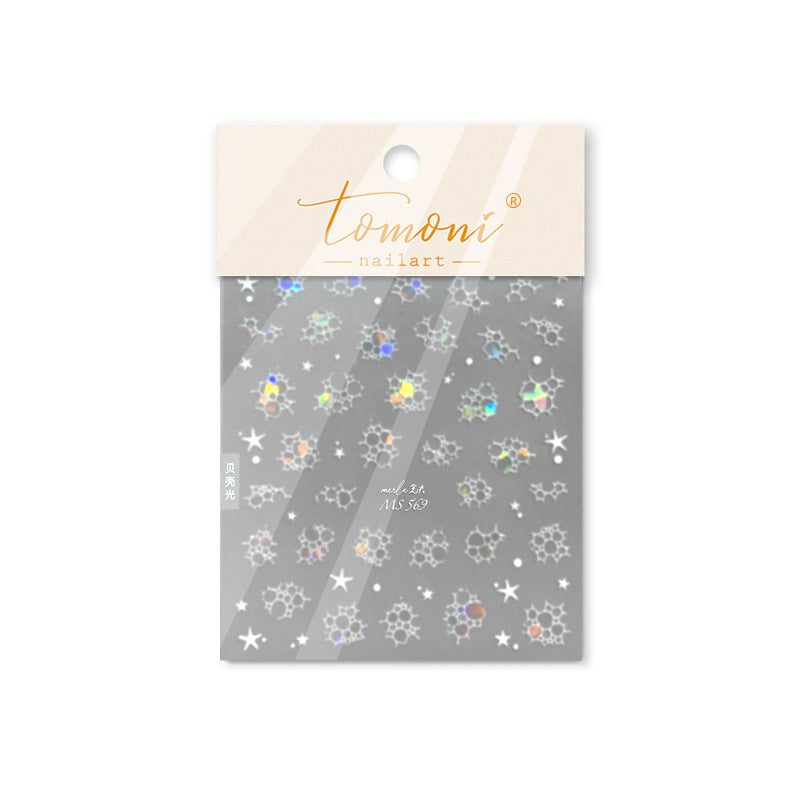 Coleção Shell Shard Star: "Iridescent Shimmer" – Adesivo de Unha Holográfico 3D