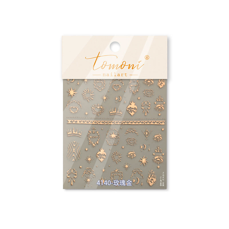 Rose Gold Sacred Symbols: "Mystic Boho Charm" – 5D Embossed Nail Sticker