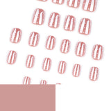 Glossy Nude Square Press On Nails with Silver Glitter Dots