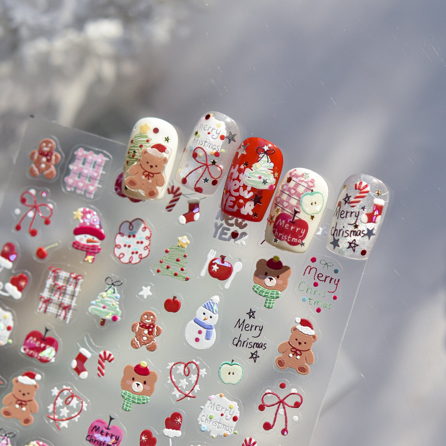 Christmas Sweet Party – Festive Bear Nail Art Stickers