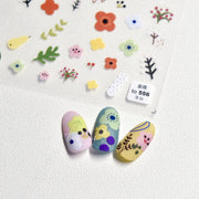 Colorful Daisy Nail Stickers – 5D Embossed Small Floral Set