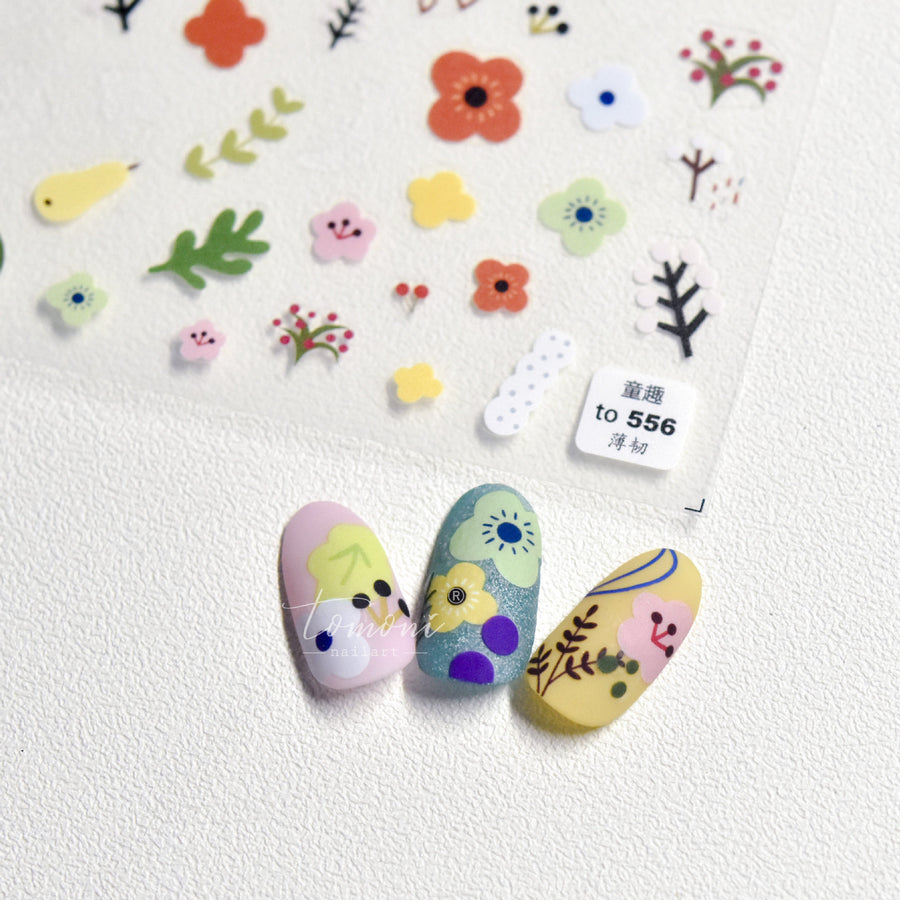 Colorful Daisy Nail Stickers – 5D Embossed Small Floral Set