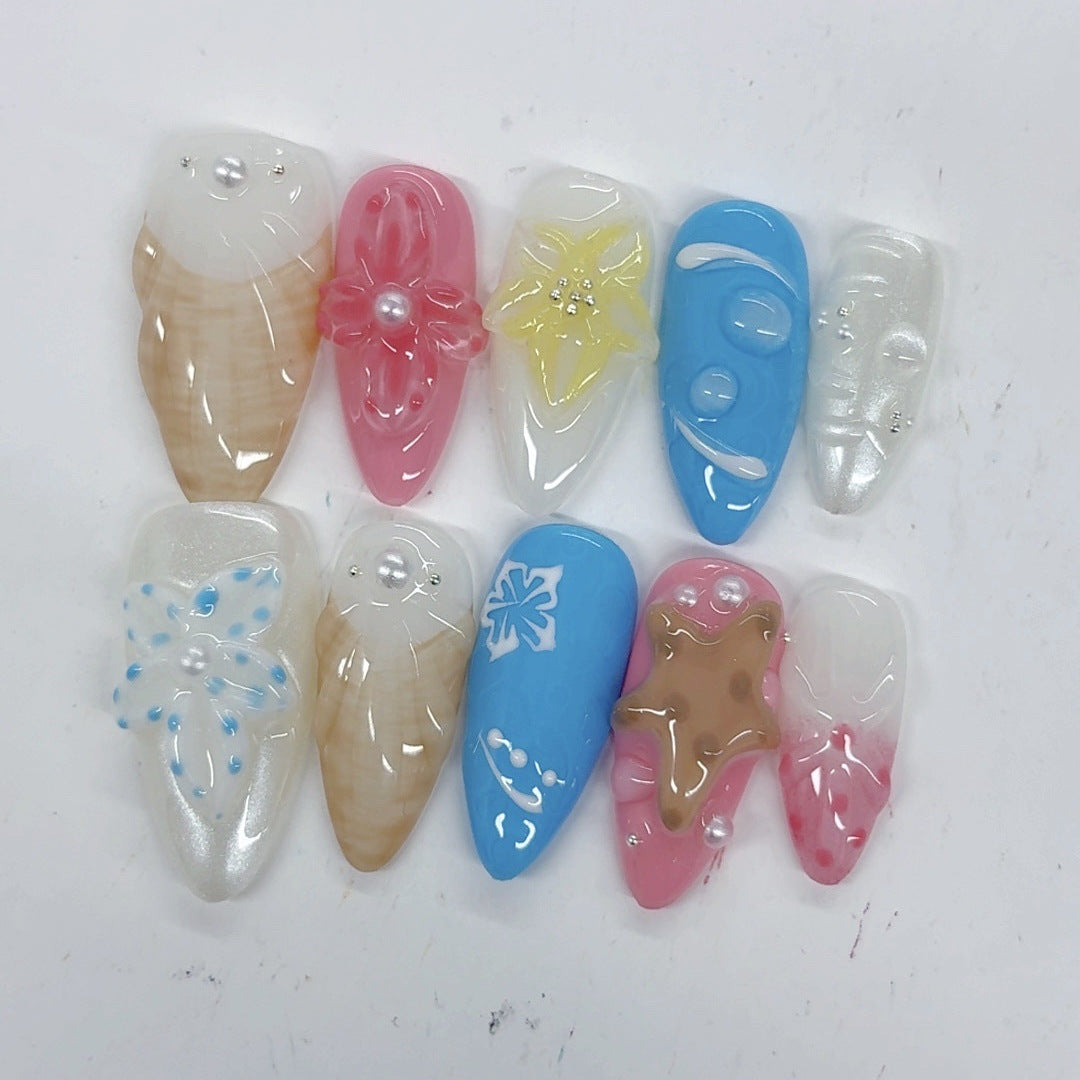 Pastel Dream: "Candy Flower" – Almond Press-Ons