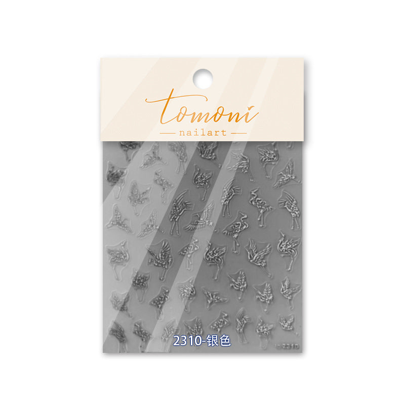 Oriental Phoenix & Cloud: "Celestial Phoenix Scroll" – 5D Embossed Nail Sticker