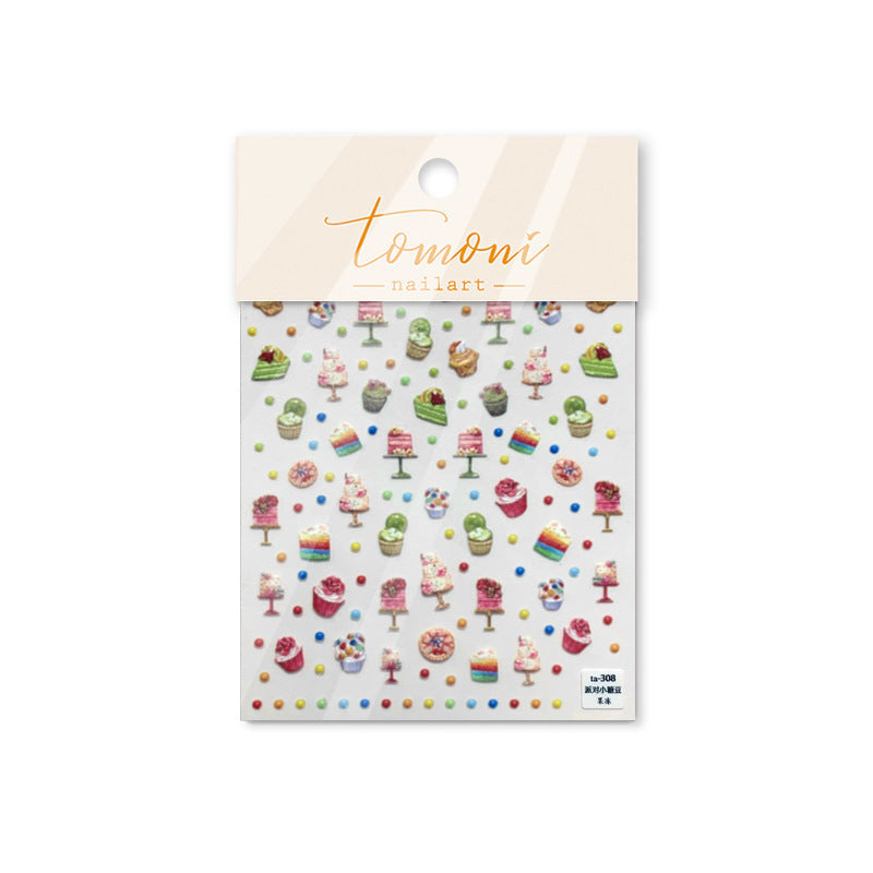 Strawberry Dessert Collection: "Strawberry & Cherry Cake" – 3D Embossed Nail Sticker