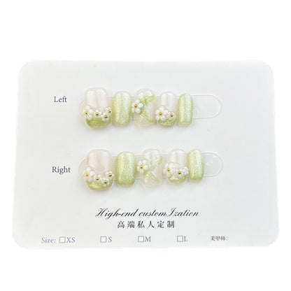 Handmade press-on nails short spring and summer small fresh five-petaled flower nail patch reusable fake nails｜365nails