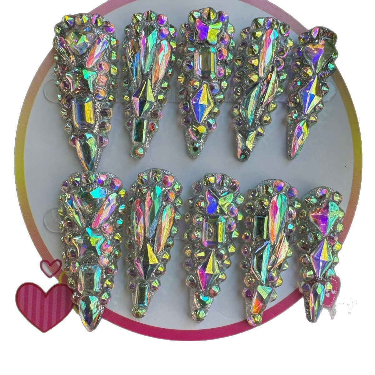 365nails: "크리스탈 갤럭시" – 3D 라인스톤 수제 스틸레토형 네일