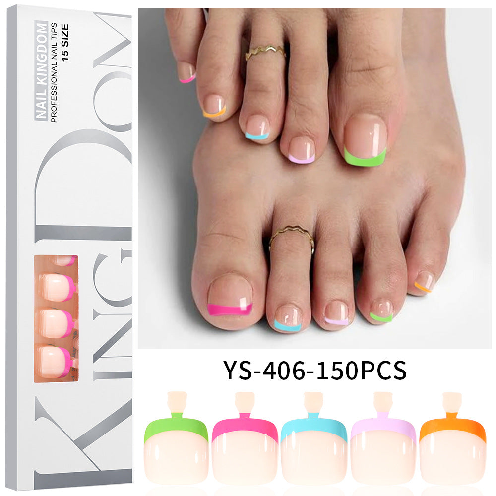 French Colorful Press On Toenail Set (MOQ=3)