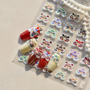 Chinese Lion Dance: "Lion Head" – 3D Embossed Nail Sticker