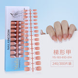 Nail Tips New  French press on nails 240 pieces boxed fake nail manicure work in progress matte full sticker French nail piece