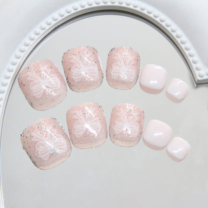 Arco dulce y suave, refrescante y moderno, destello fino versátil, uñas de los pies, uñas removibles y usables｜365nails