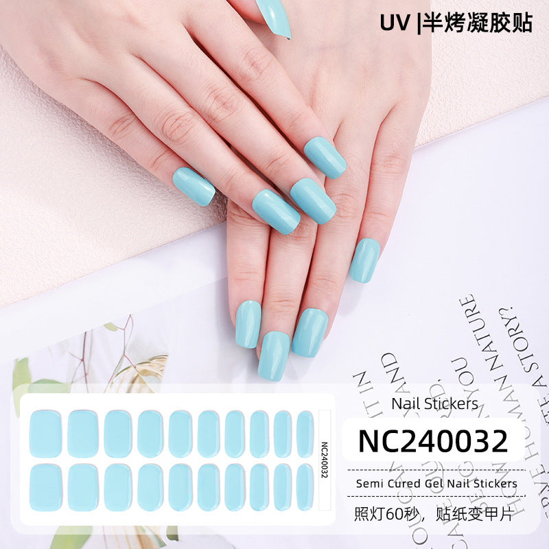 Semi-Cured Gel Nail Strips Pure Color Vibrant Multi-Shade Glossy Set (MOQ=3)