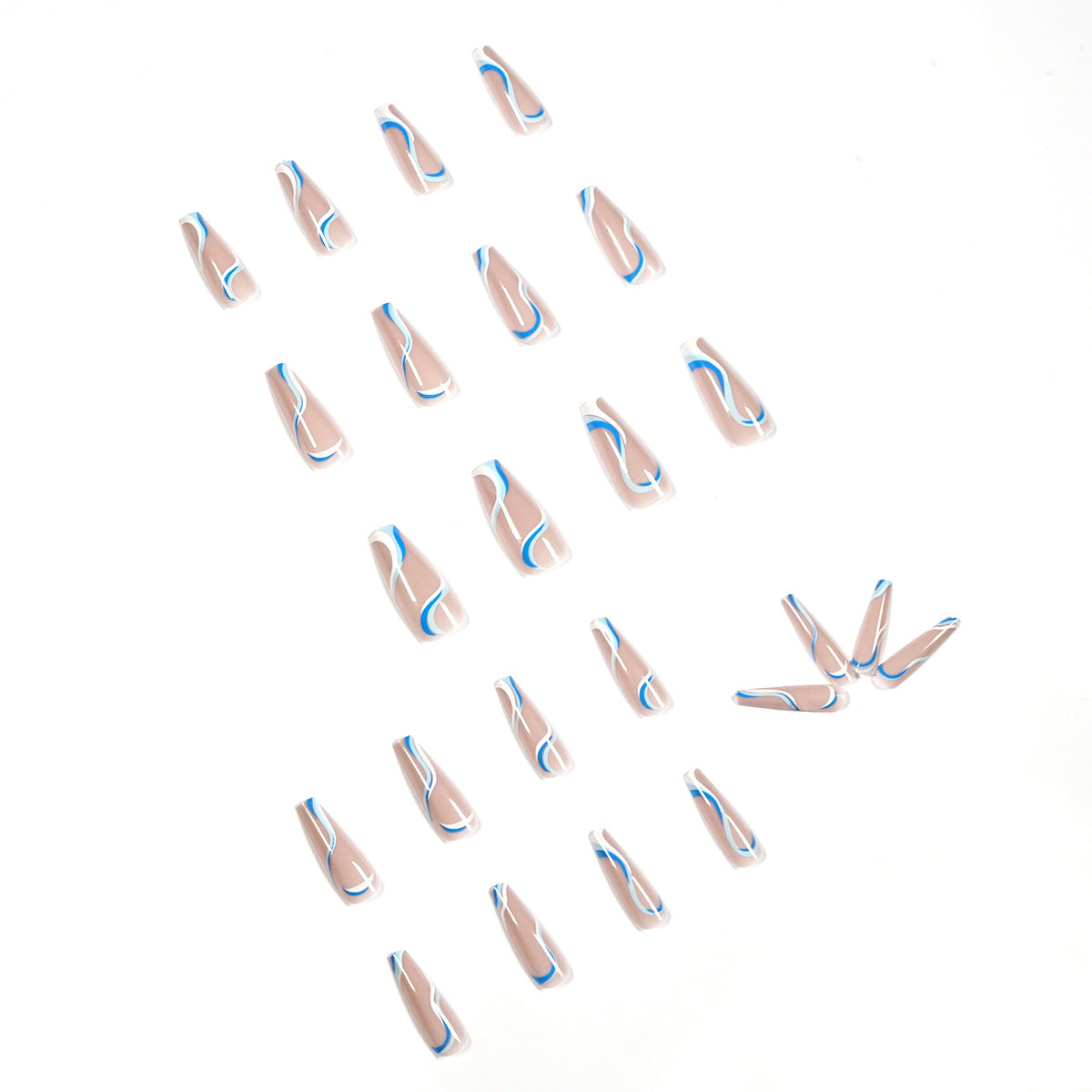藍白波浪線 可拆式指甲貼片｜365nails