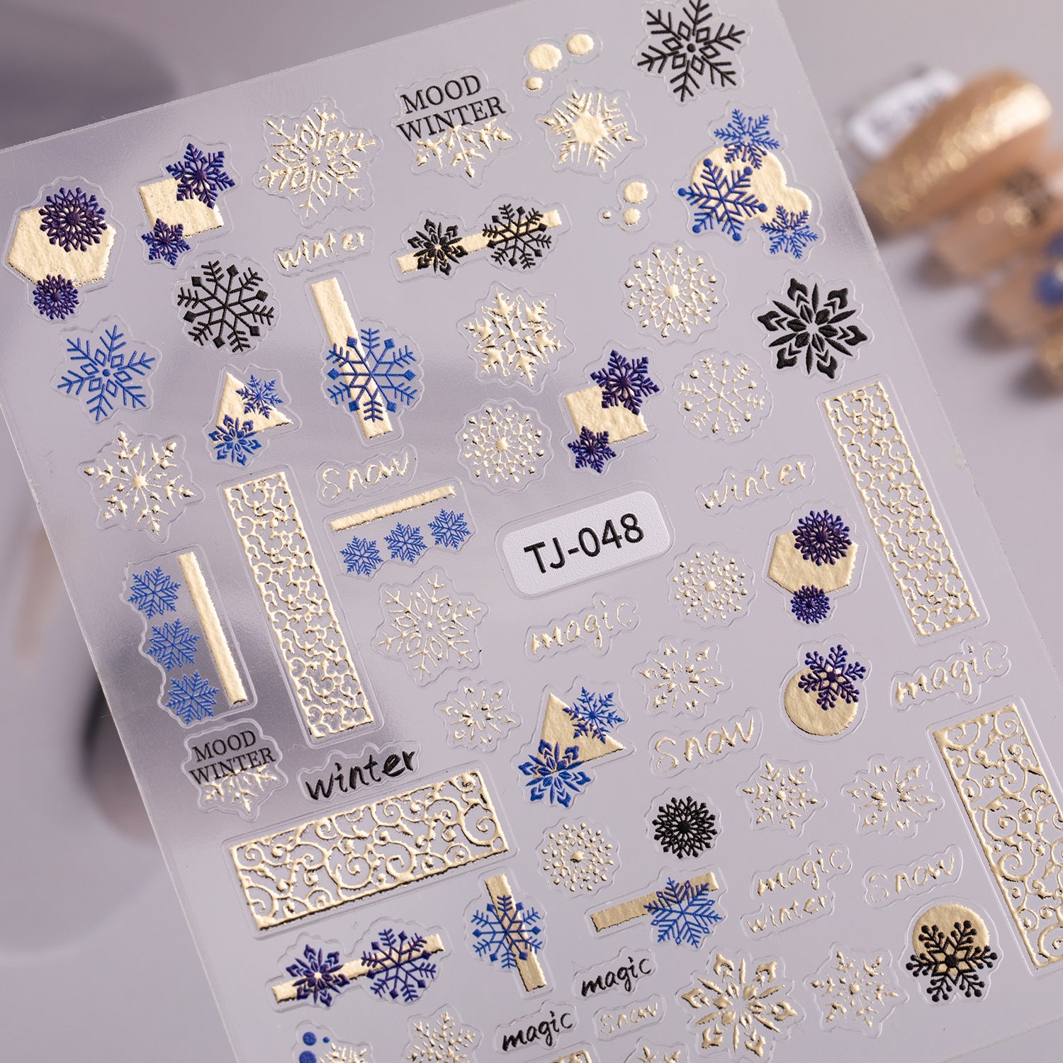 Internet celebrity winter christmas ball nail sticker 5d relief white hollow christmas ball nail sticker jewelry TJ model