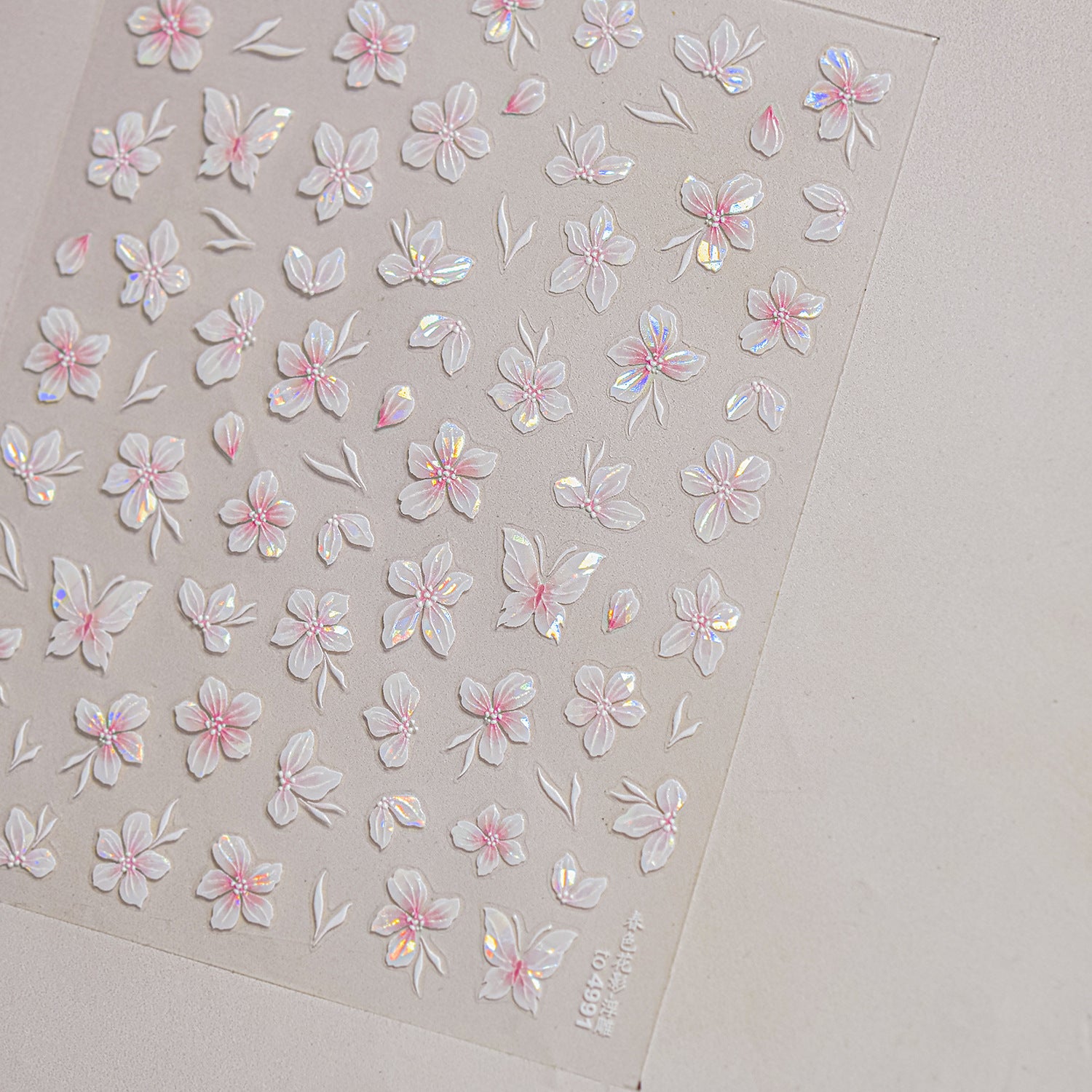 Holographic Sakura & Butterfly: "Spring Sakura Breeze" – 5D Embossed Nail Sticker