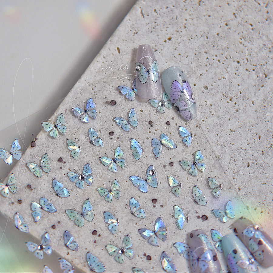 Iridescent Butterfly: "Crystal Flutter" – 5D Crystal Diamond Nail Sticker