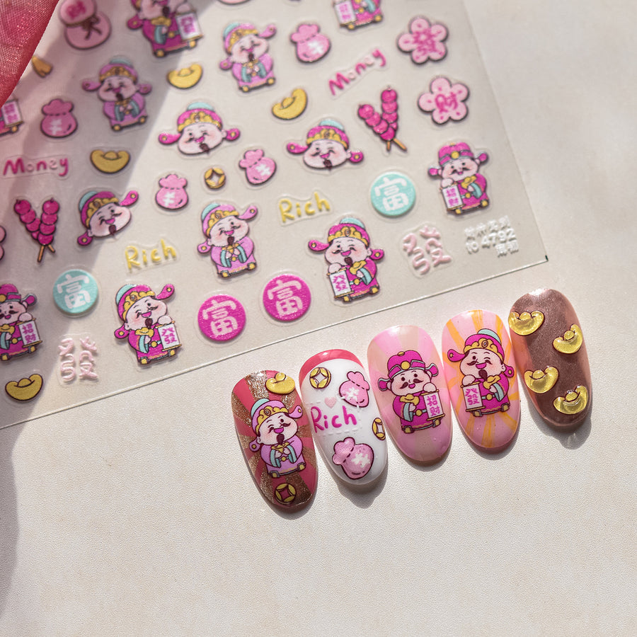 365nails: "귀여운 재물의 신" – 네일 아트 스티커
