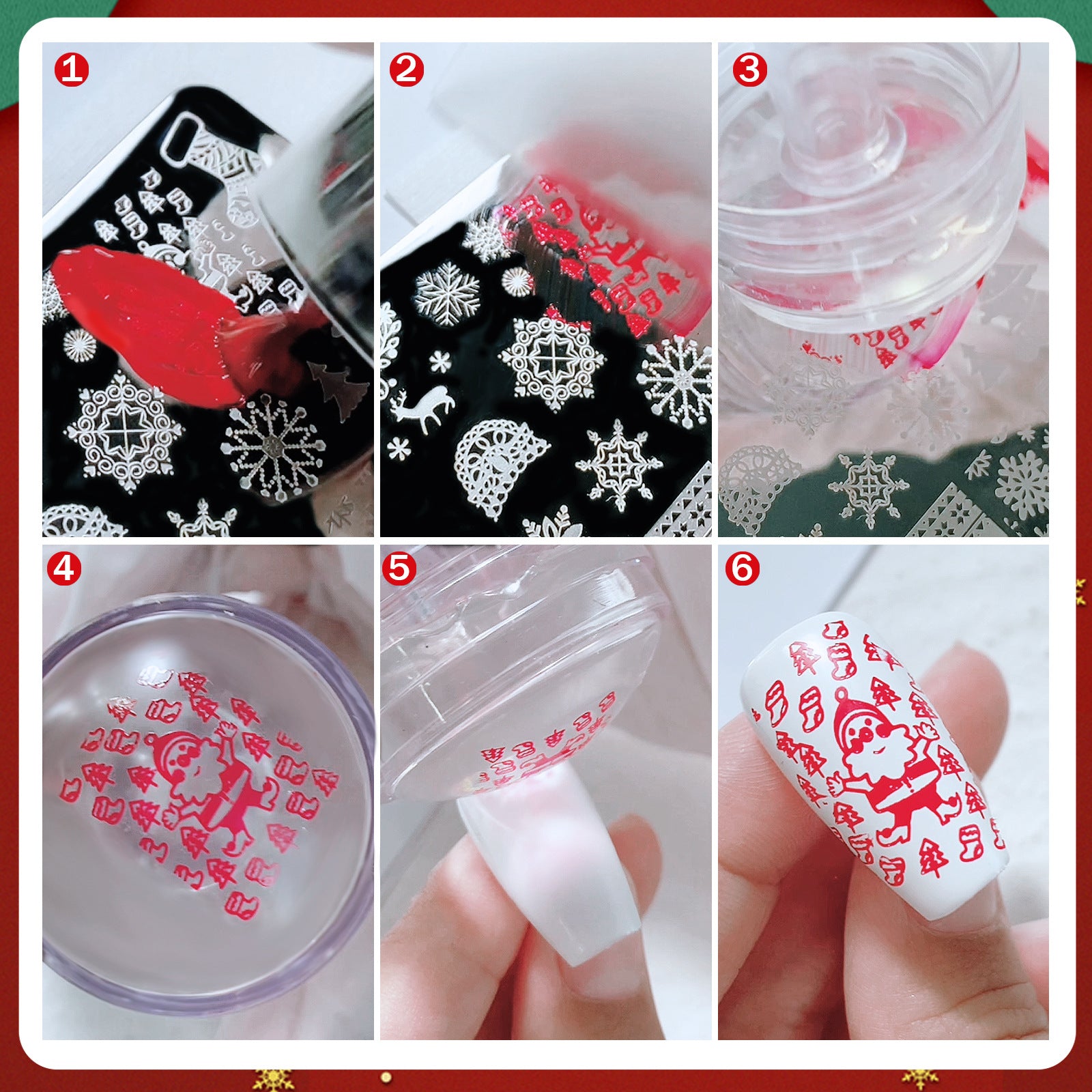 Christmas Nail Stamping Kit with Plates, Stamper & Polish Set (MOQ=3)