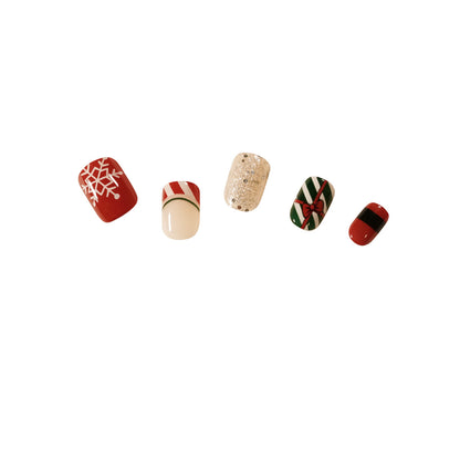 Art Finished Christmas Series Flat Nail False Nail   ｜365nails