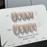 Star spar cat eye Handmade Press-on Nails short spring and autumn whitening  detachable finished ｜365nails
