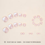 Modelo de uñas postizas francesas de triángulo biselado blanco, simples y puras, uñas postizas, caja de 24 piezas de arte de uñas.｜365nails