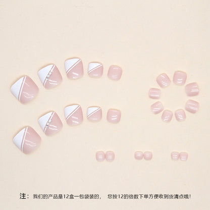 Simples e puro, modelo de unhas postiças triangulares brancas chanfradas, unhas postiças, caixa de unhas postiças, 24 peças de nail art. 365nails
