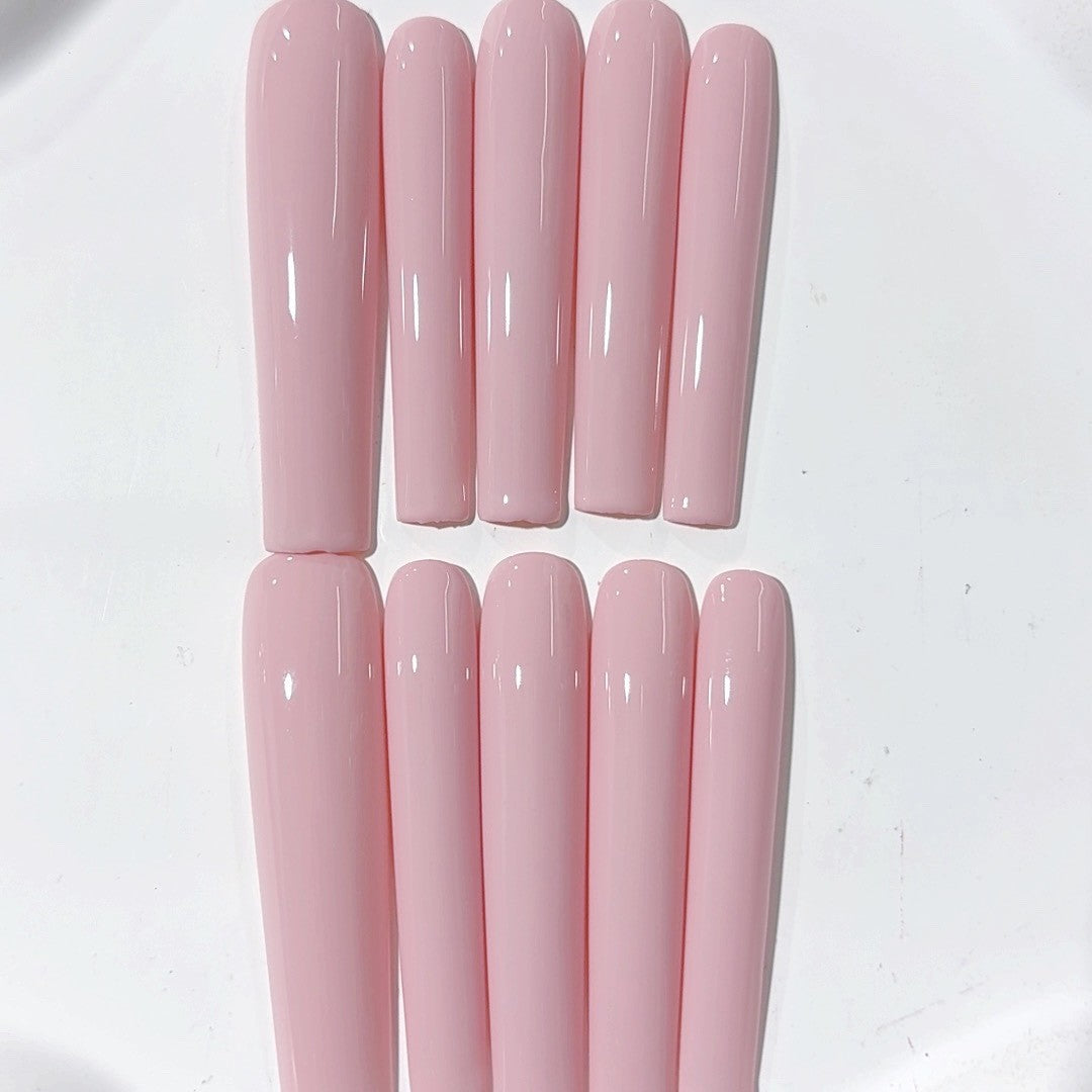 Soft Pink Minimal Glossy Extra Long Press On Nails