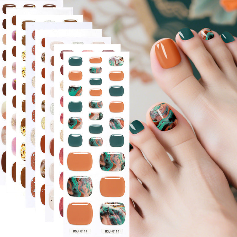 Semi-Cured Gel Nail Strips Toe Nails 3D Foil Gradient Bloom Glossy Set (MOQ=3)