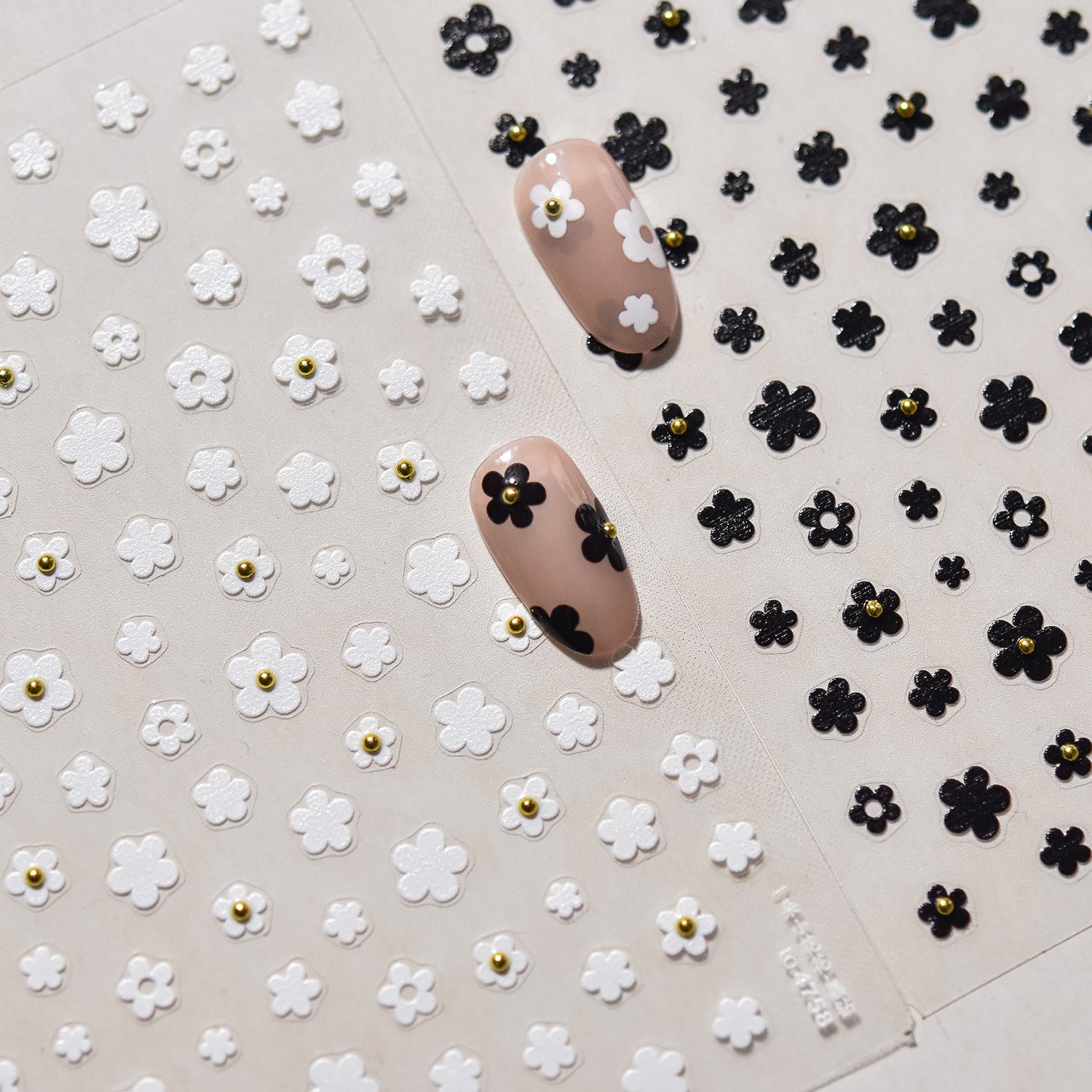 Burgundy Mini Flower & Pearl Accent Nail Sticker Set – "Crimson Petal Pearl"