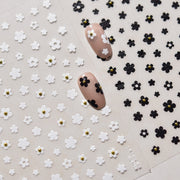Burgundy Mini Flower & Pearl Accent Nail Sticker Set – "Crimson Petal Pearl"